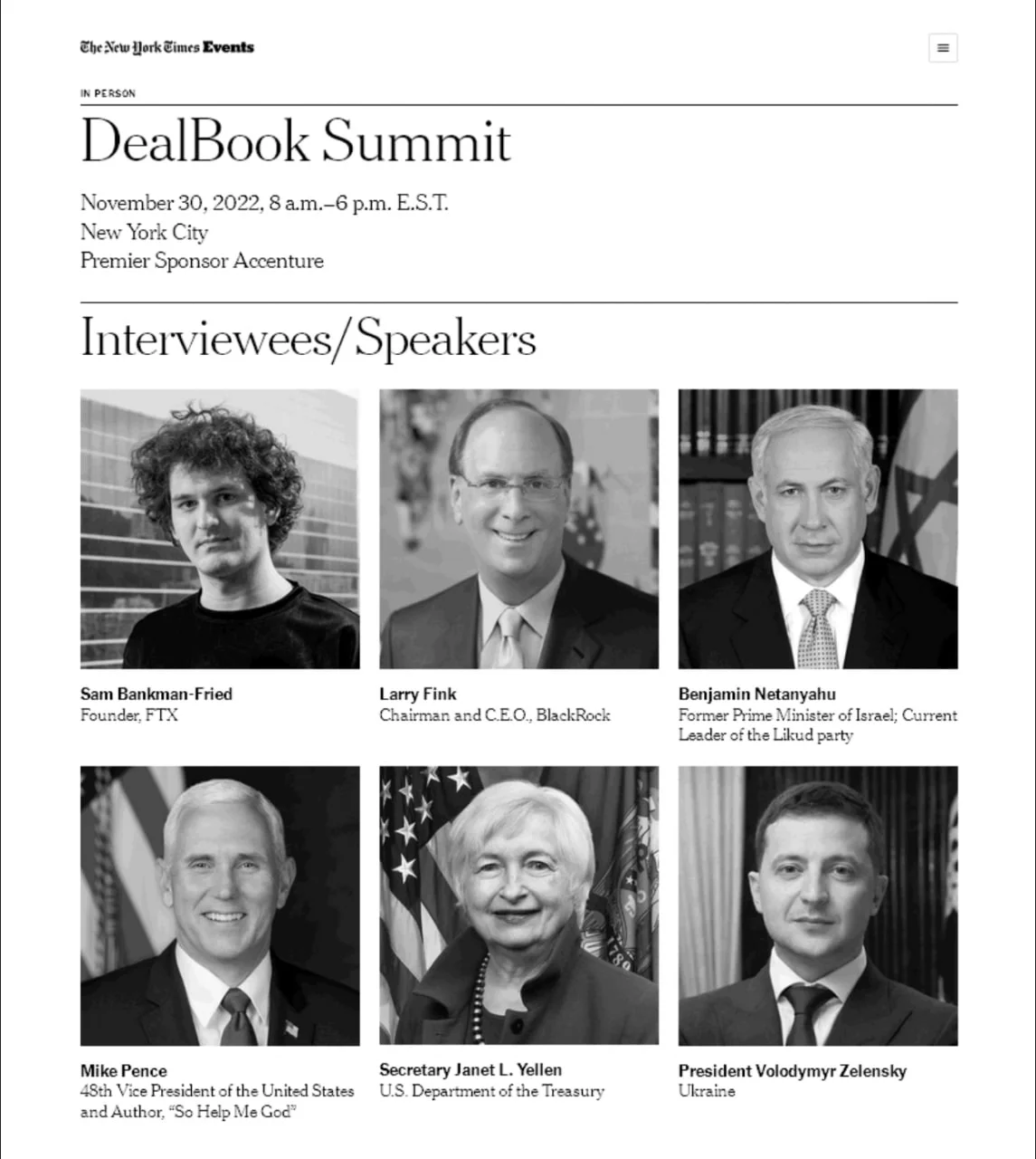 Pessoas convidadas para o DealBook Summit 2022 em Nova Iorque