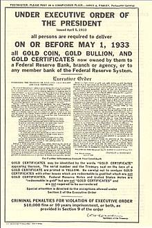 Lei 6102 que proibiu posse de ouro nos Estados Unidos em 1933