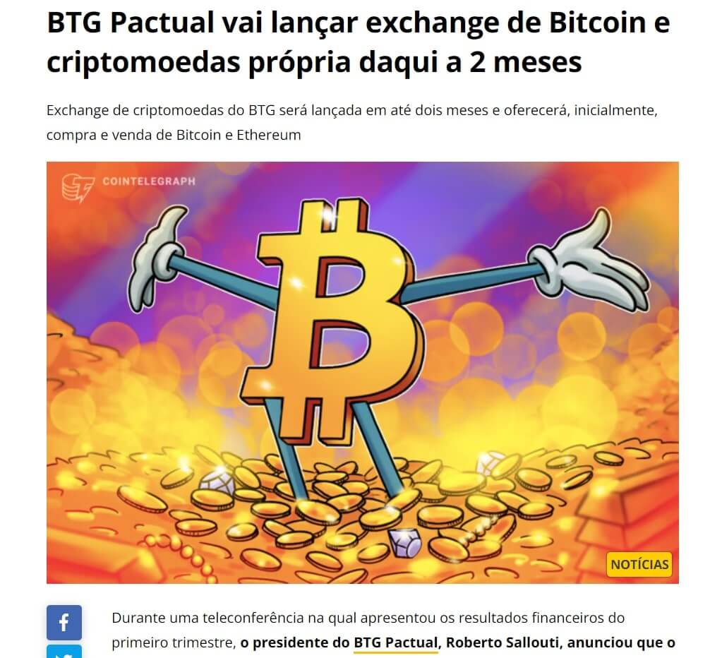BTG lança exchange de bitcoin e criptomoedas