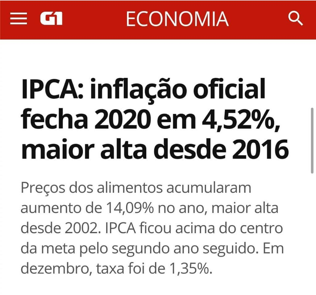 Notícia sobre o IPCA