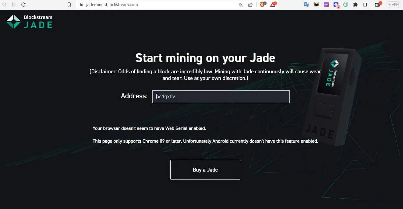 Use Jade as a bitcoin miner – Blockstream Help Center