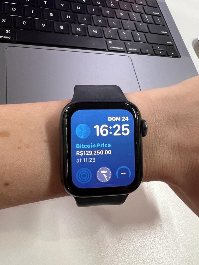 Acesso ao preço do Bitcoin, através da Blue Wallet, em seu Apple Watch