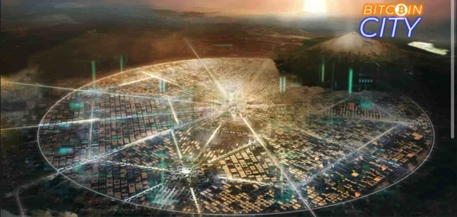 Imagem de como seria a cidade Bitcoin em El Salvador
