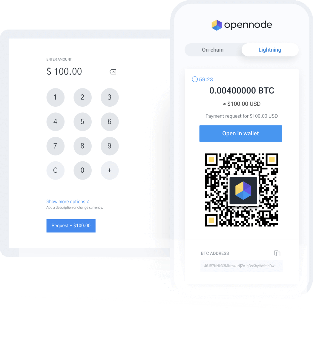 Opção de solicitar pagamento no app do OpenNode