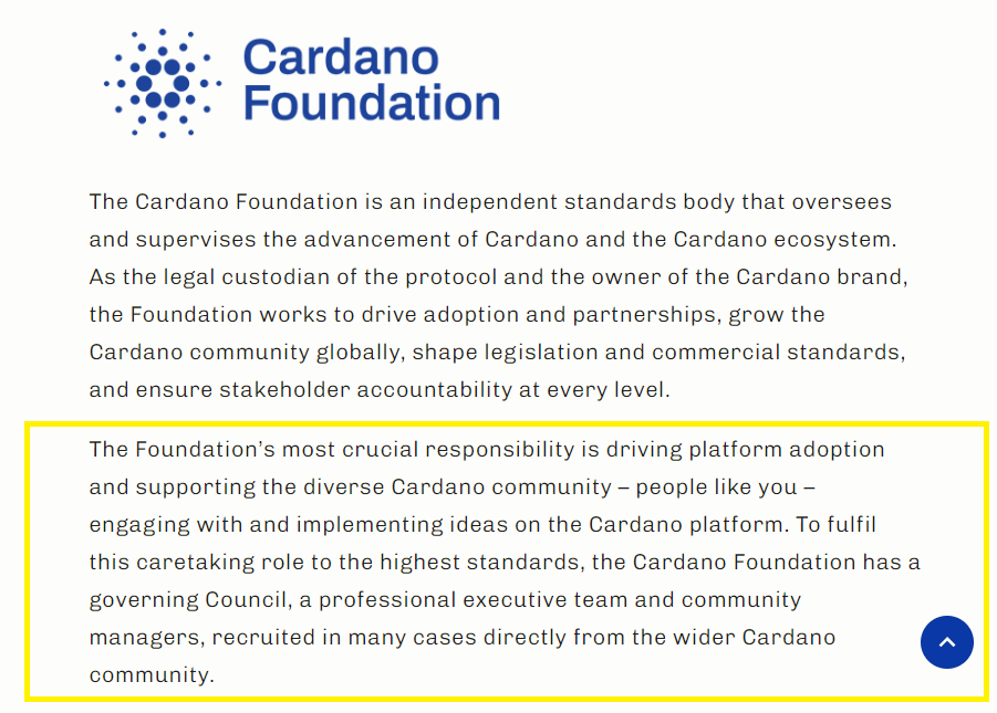 Objetivo da Cardano Foundation