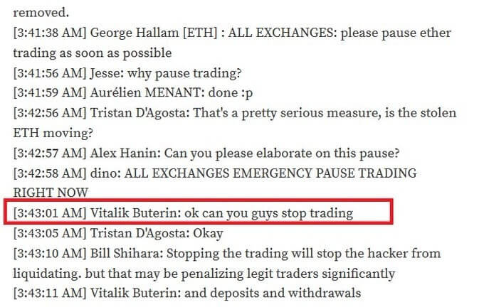 Frase de Vitalik pedindo para as pessoas pararem de fazer trade