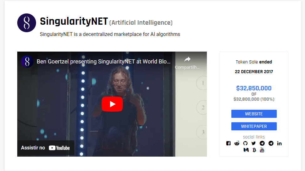 ICO da SingularityNET (Site)