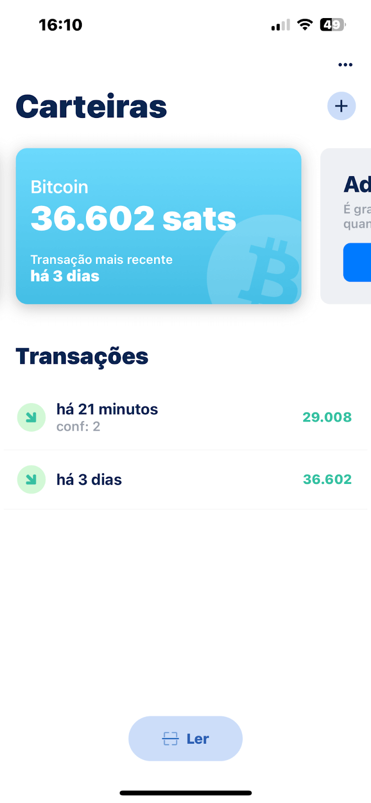 Carteiras On Chain na Blue Wallet