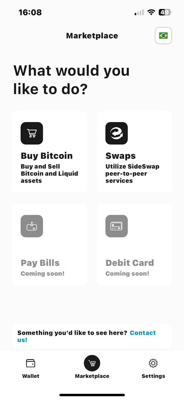 Compre ou vende Bitcoin e Liquid, ou utilize SideSwap pela Aqua